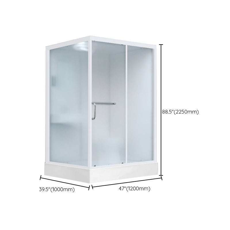 Shower Stall Semi-Frameless Single Sliding Black Rectangle Shower Stall