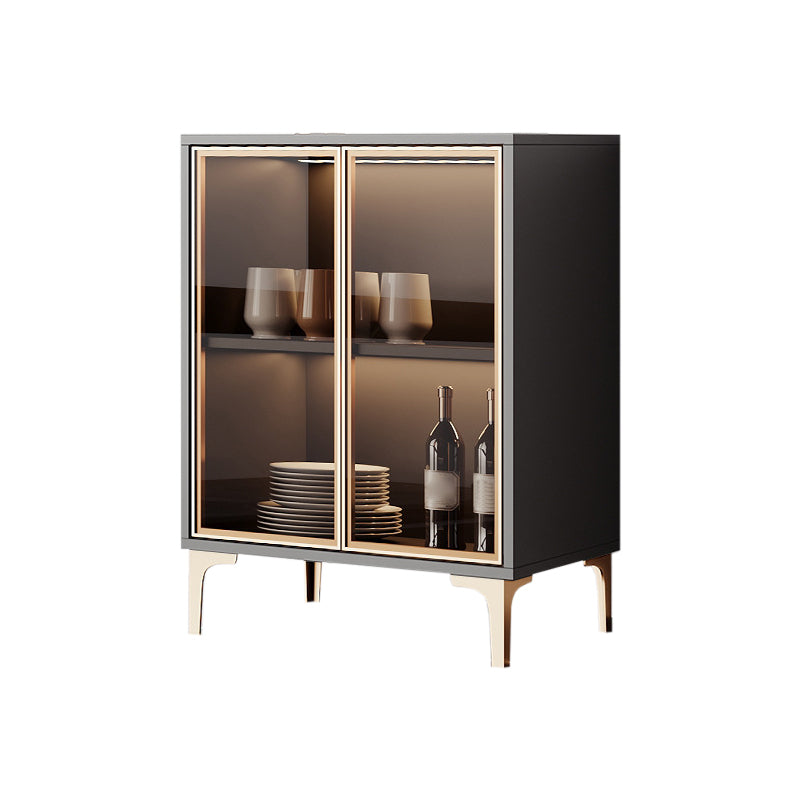 Contemporary Display Stand Faux Wood Storage Cabinet for Dining Room