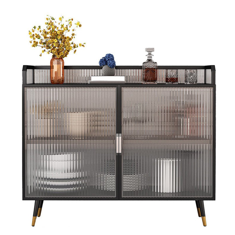 Modern Curio Cabinet Metal Glass Doors Storage Cabinet for Living Room