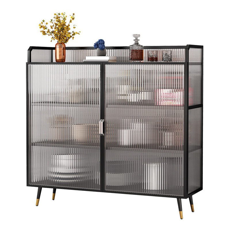 Modern Curio Cabinet Metal Glass Doors Storage Cabinet for Living Room