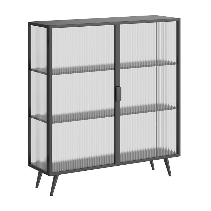 Modern Curio Cabinet Metal Glass Doors Storage Cabinet for Living Room