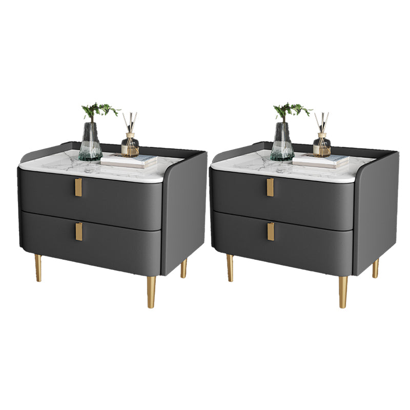 2 Drawers Night Table Modern Accent Table Nightstand .19" Tall