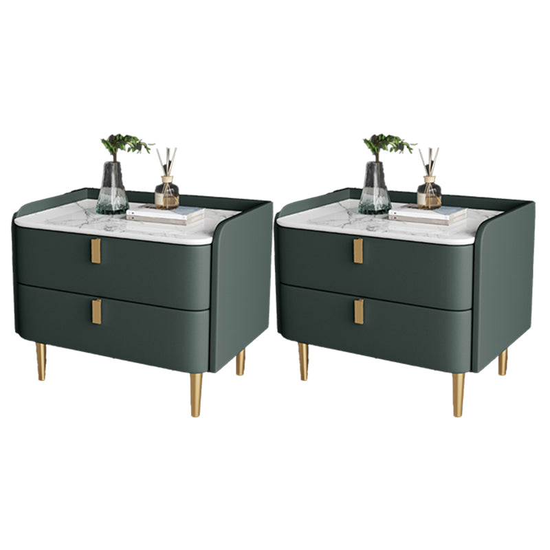 2 Drawers Night Table Modern Accent Table Nightstand .19" Tall