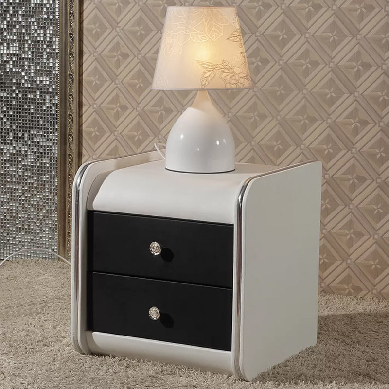 Faux Wood Accent Table Nightstand Contemporary Night Table with Drawers