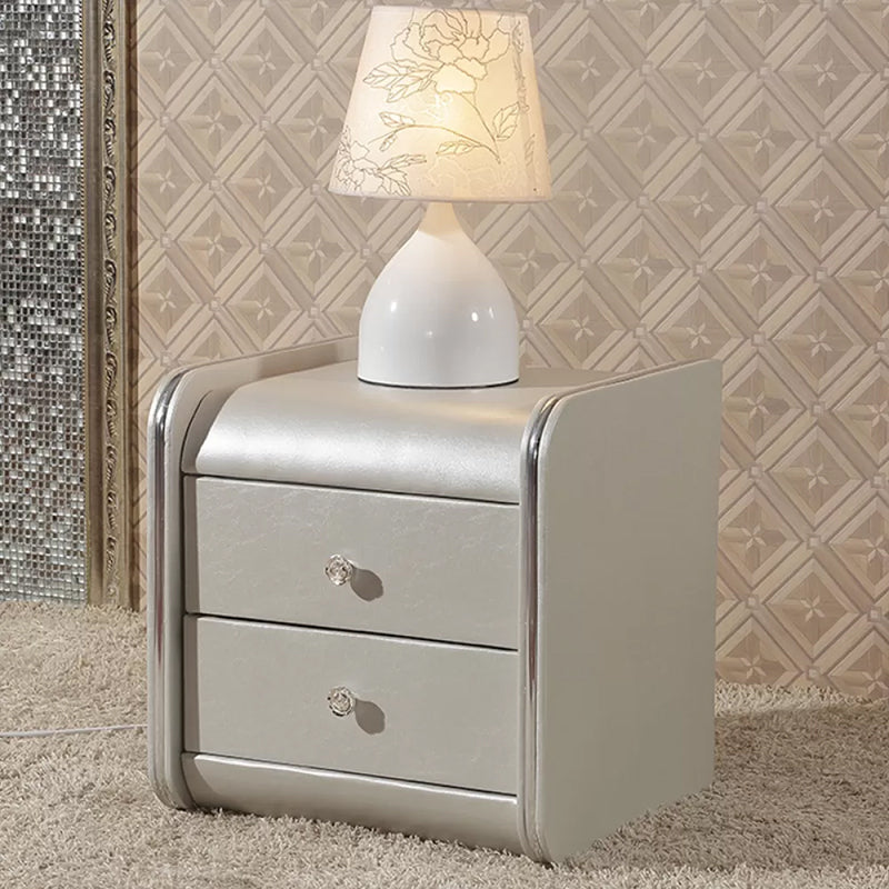 Faux Wood Accent Table Nightstand Contemporary Night Table with Drawers