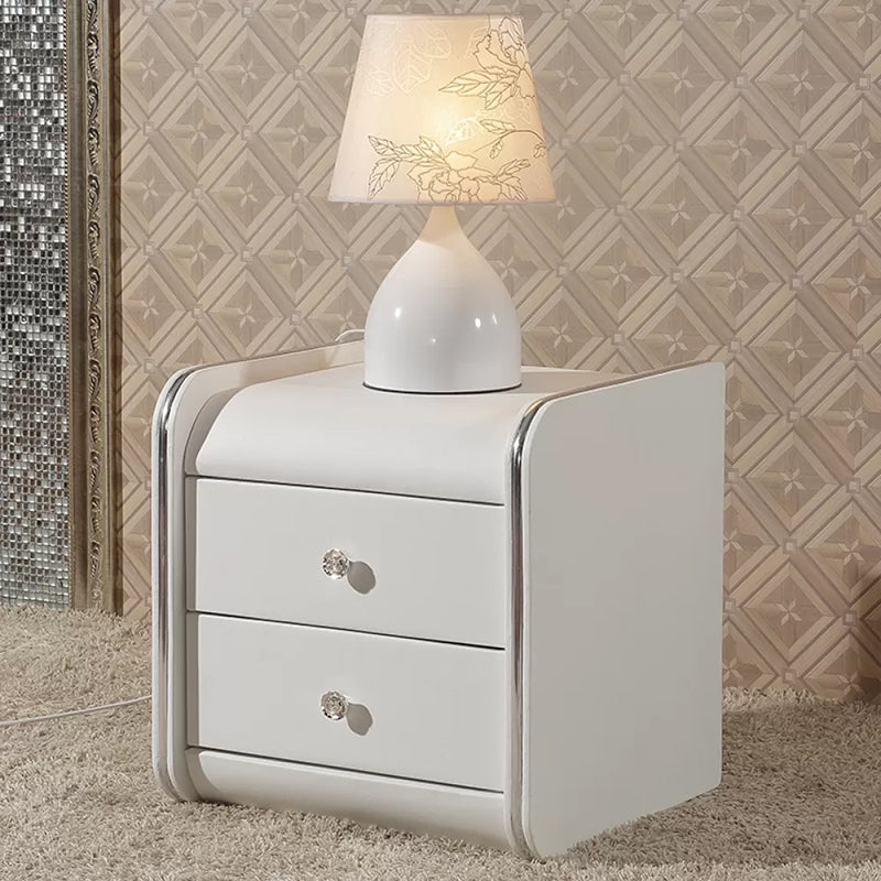 Faux Wood Accent Table Nightstand Contemporary Night Table with Drawers