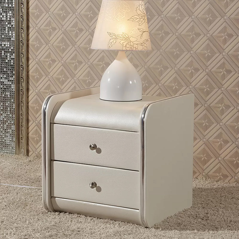 Faux Wood Accent Table Nightstand Contemporary Night Table with Drawers