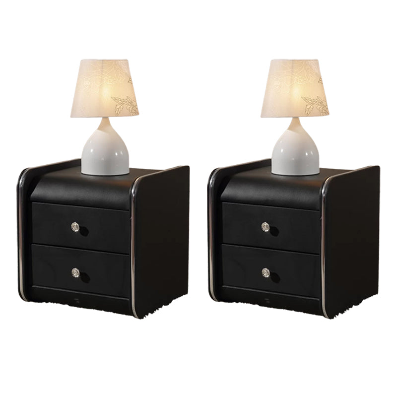 Faux Wood Accent Table Nightstand Contemporary Night Table with Drawers