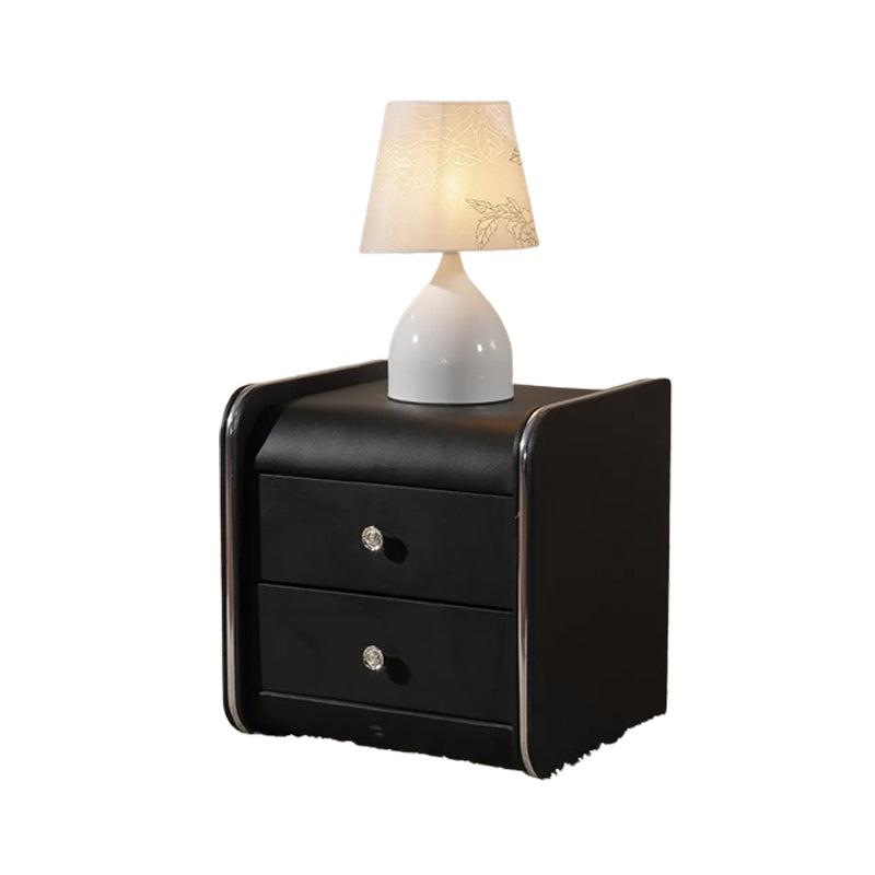 Faux Wood Accent Table Nightstand Contemporary Night Table with Drawers