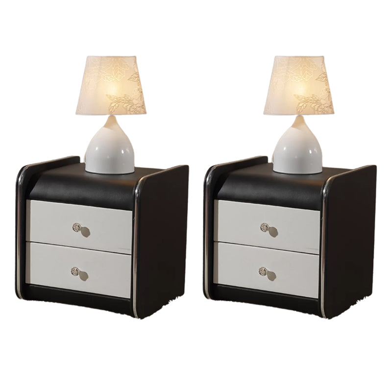 Faux Wood Accent Table Nightstand Contemporary Night Table with Drawers