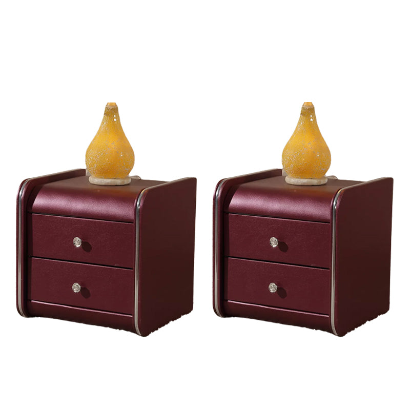 Faux Wood Accent Table Nightstand Contemporary Night Table with Drawers