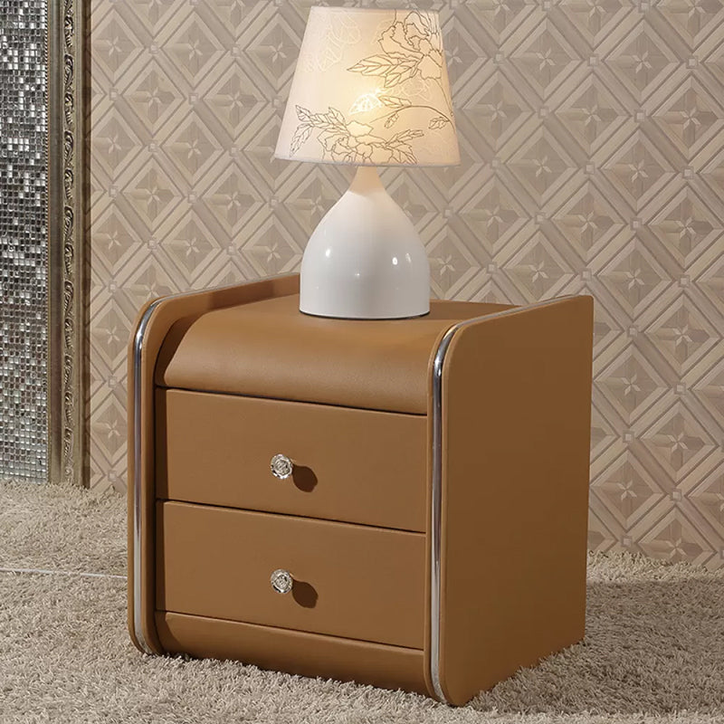 Faux Wood Accent Table Nightstand Contemporary Night Table with Drawers