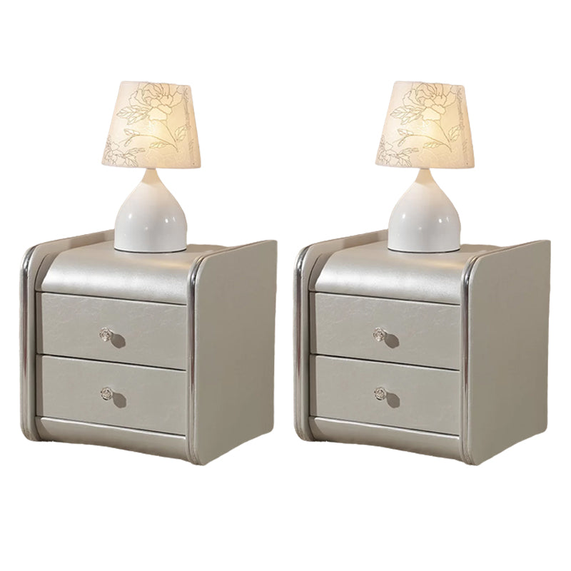 Faux Wood Accent Table Nightstand Contemporary Night Table with Drawers