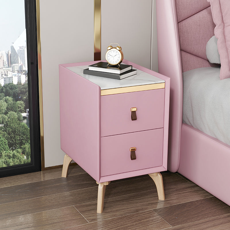 Modern Bed Nightstand Stone Accent Table Nightstand with Drawers