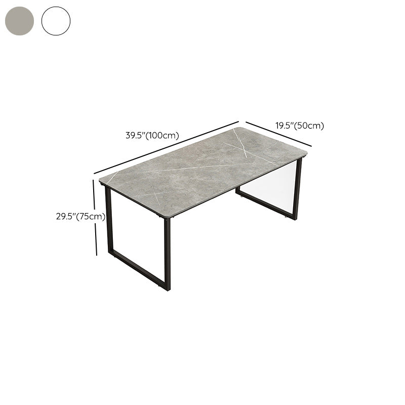 Stone Rectangular Writing Desk Modern 29.53" Tall Office Desk with Sled Base