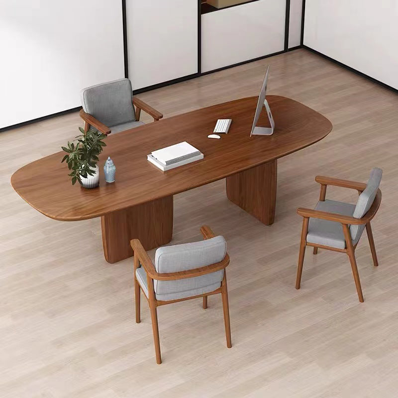 Modern Oval Office Desk Solid Wood Writing Desk for Home Office