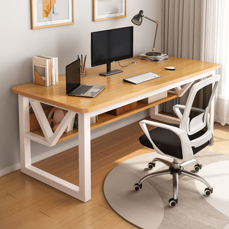 Contemporary Rectangular Office Desk Sled Writing Desk with Metal Legs