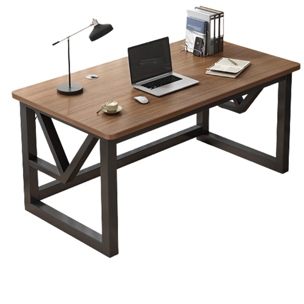 Contemporary Rectangular Office Desk Sled Writing Desk with Metal Legs