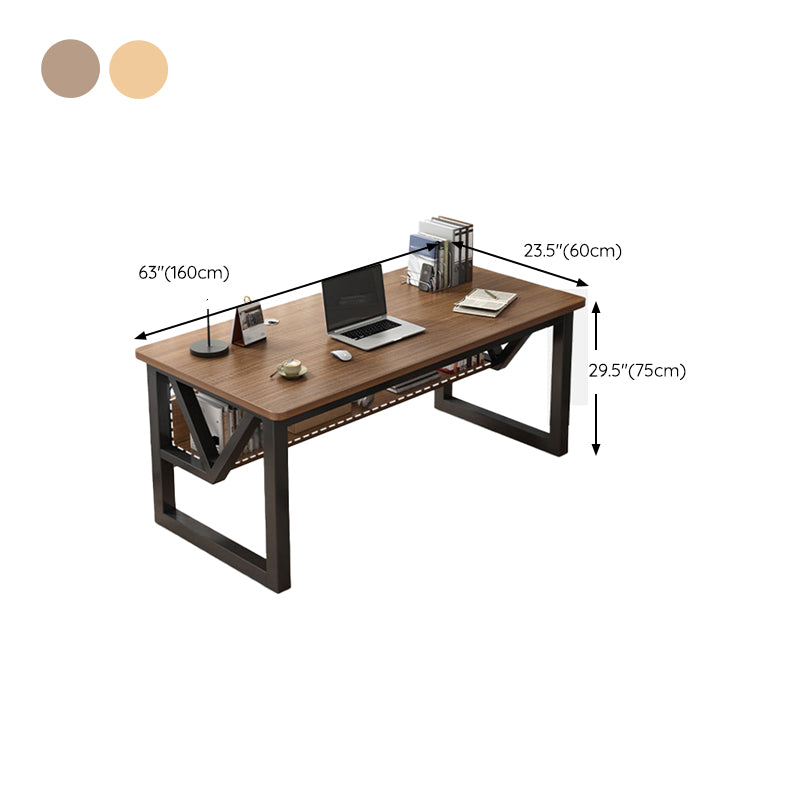 Contemporary Rectangular Office Desk Sled Writing Desk with Metal Legs