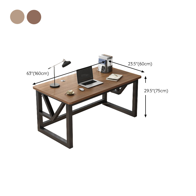 Contemporary Rectangular Office Desk Sled Writing Desk with Metal Legs