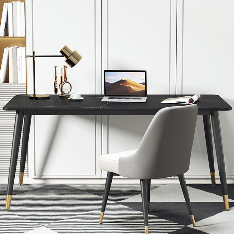 Glam Curved Computer Desk Antique Finish Office Desk with Metal Legs