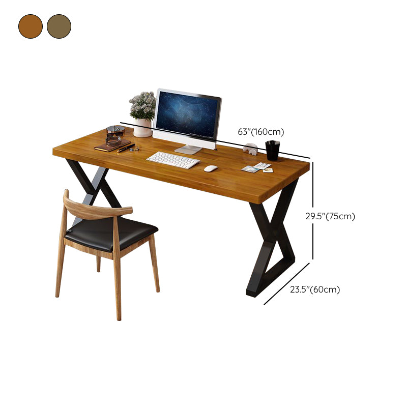 Industrial Sled Writing Desk Rectangular Solid Wood Office Desk