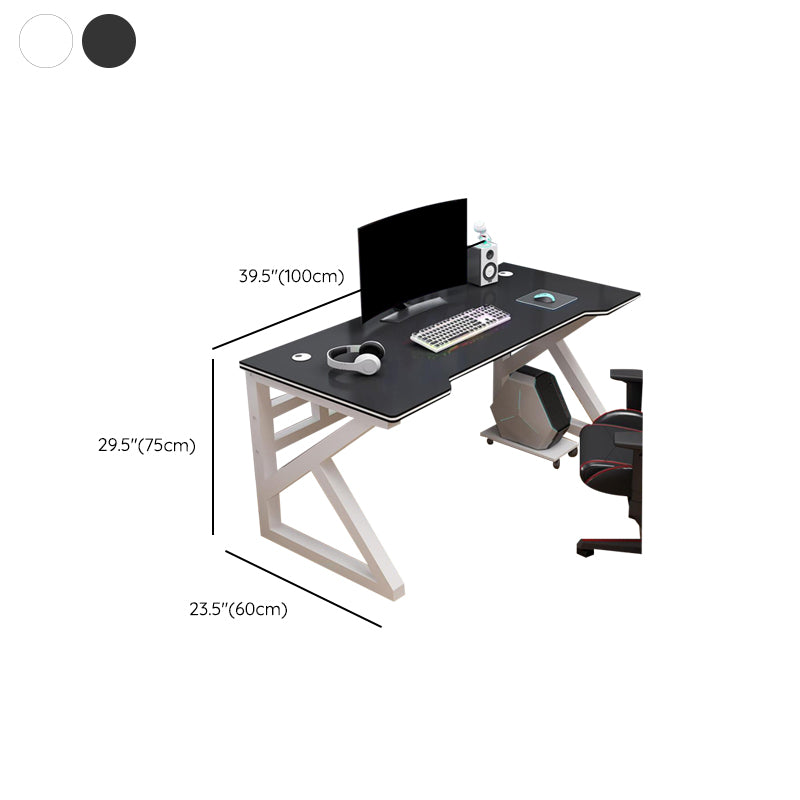 Contemporary Office Desk Antique Finish Wooden Computer Desk with Metal Legs