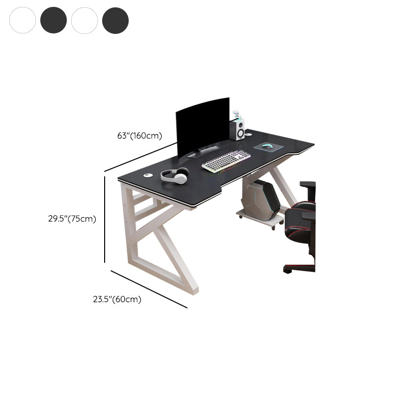 Contemporary Office Desk Antique Finish Wooden Computer Desk with Metal Legs