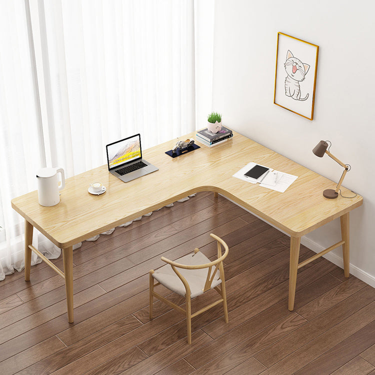 Contemporary 29.53" Tall Office Desk Solid Wood Natural Writing Desk