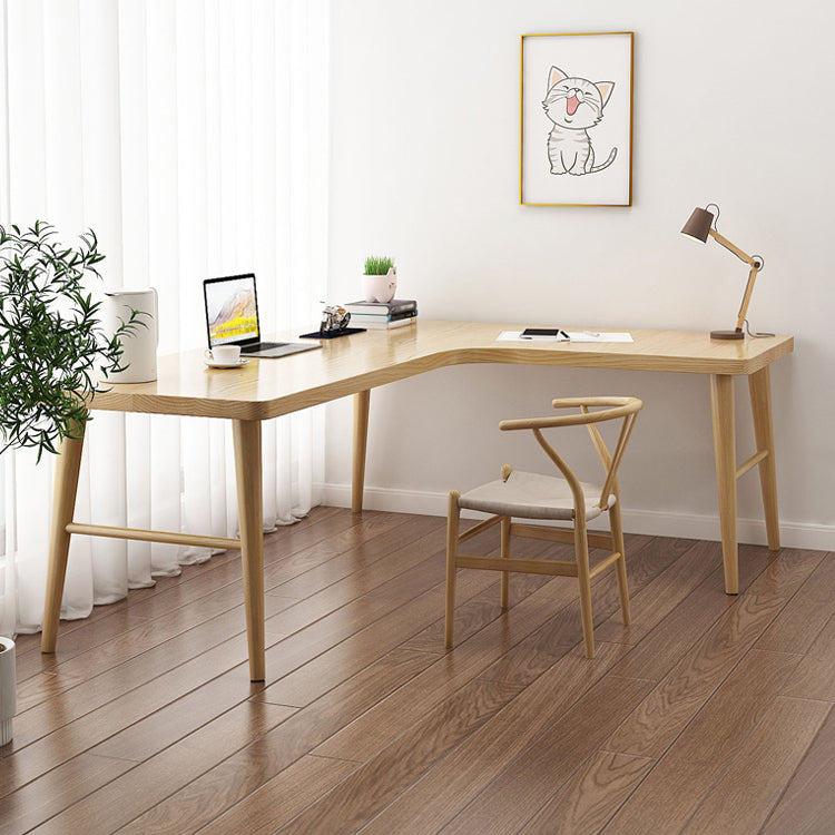 Contemporary 29.53" Tall Office Desk Solid Wood Natural Writing Desk