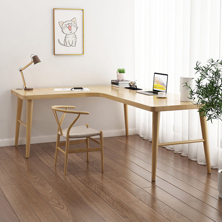 Contemporary 29.53" Tall Office Desk Solid Wood Natural Writing Desk