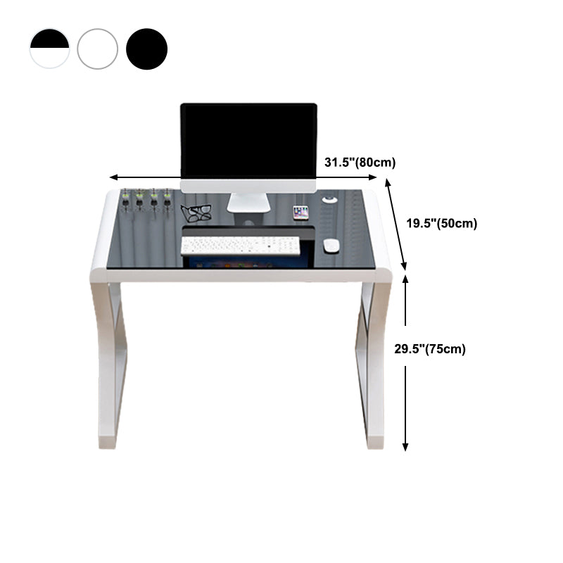 Glass Top Rectangular Office Desk 29.53-inch Tall Writing Desk