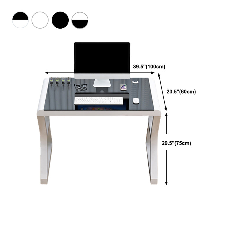 Glass Top Rectangular Office Desk 29.53-inch Tall Writing Desk