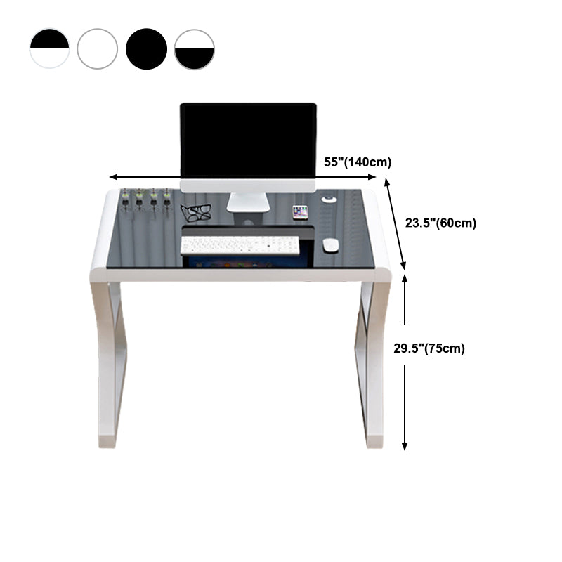 Glass Top Rectangular Office Desk 29.53-inch Tall Writing Desk