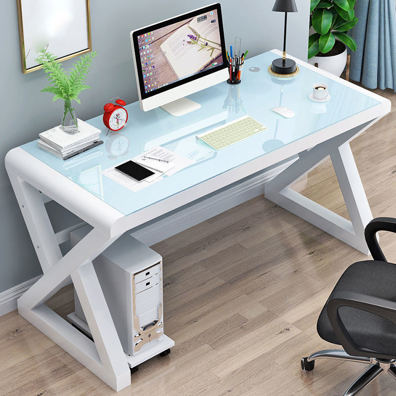 Contemporary 29.53-inch Tall Gaming Desk Glass Top Computer Desk