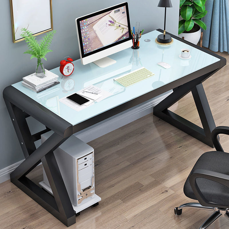 Contemporary 29.53-inch Tall Gaming Desk Glass Top Computer Desk