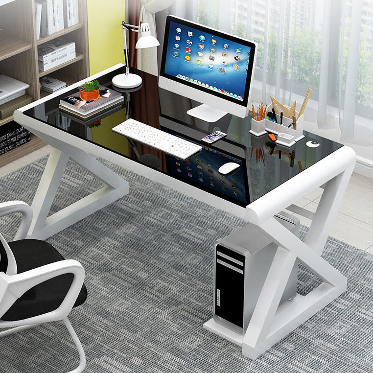 Contemporary 29.53-inch Tall Gaming Desk Glass Top Computer Desk