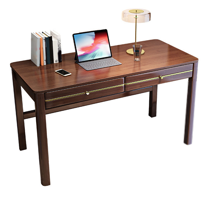 Modern Solid Wood Office Desk 2-Drawers 29.53" Tall Writing Desk for Home