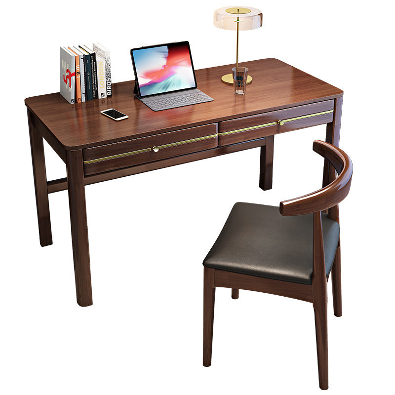 Modern Solid Wood Office Desk 2-Drawers 29.53" Tall Writing Desk for Home