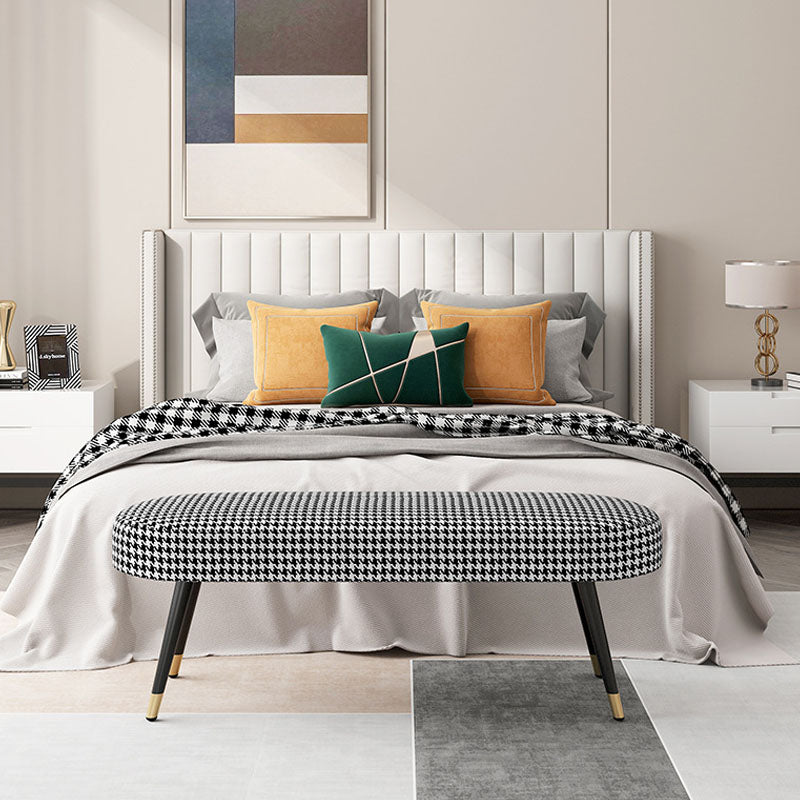 Contemporary Upholstered Bench Oval Home Bench with Metal Legs