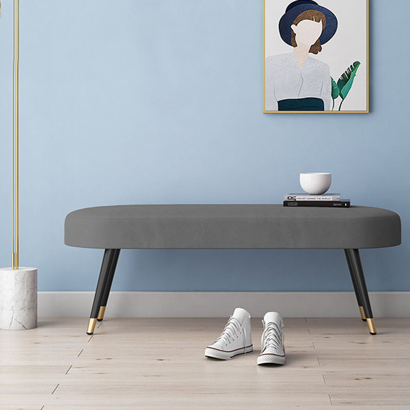 Contemporary Upholstered Bench Oval Home Bench with Metal Legs