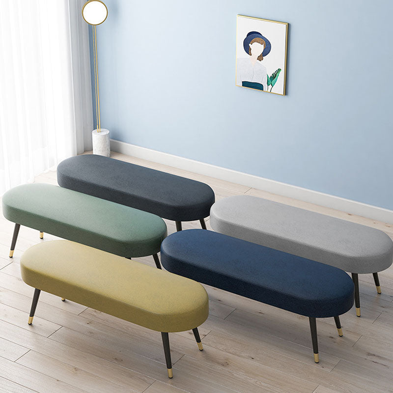 Contemporary Upholstered Bench Oval Home Bench with Metal Legs