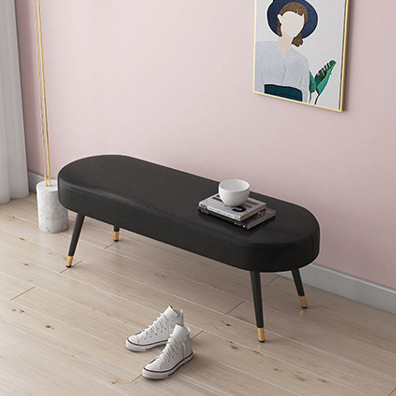 Contemporary Upholstered Bench Oval Home Bench with Metal Legs