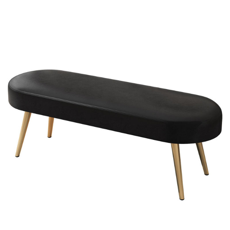 Contemporary Upholstered Bench Oval Home Bench with Metal Legs