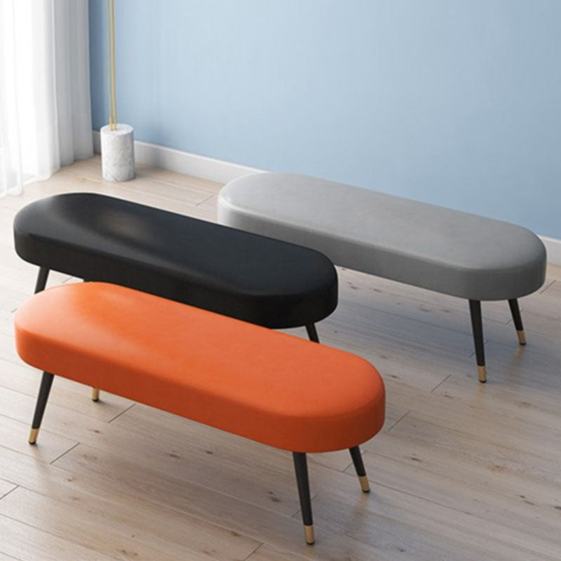 Contemporary Upholstered Bench Oval Home Bench with Metal Legs