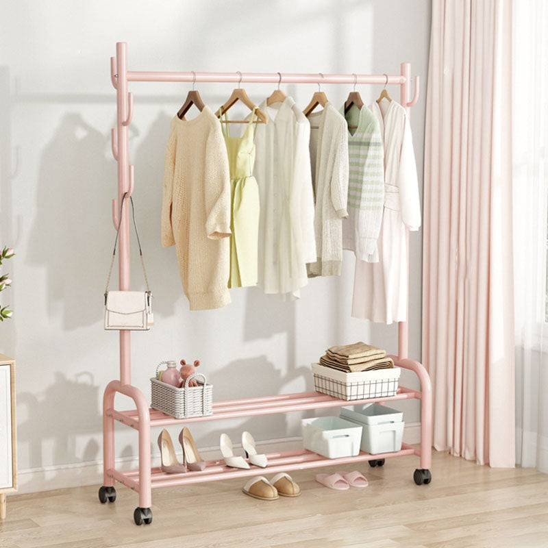 Contemporary Coat Rack Free Standing Metal Coat Hanger with Storage Shelving