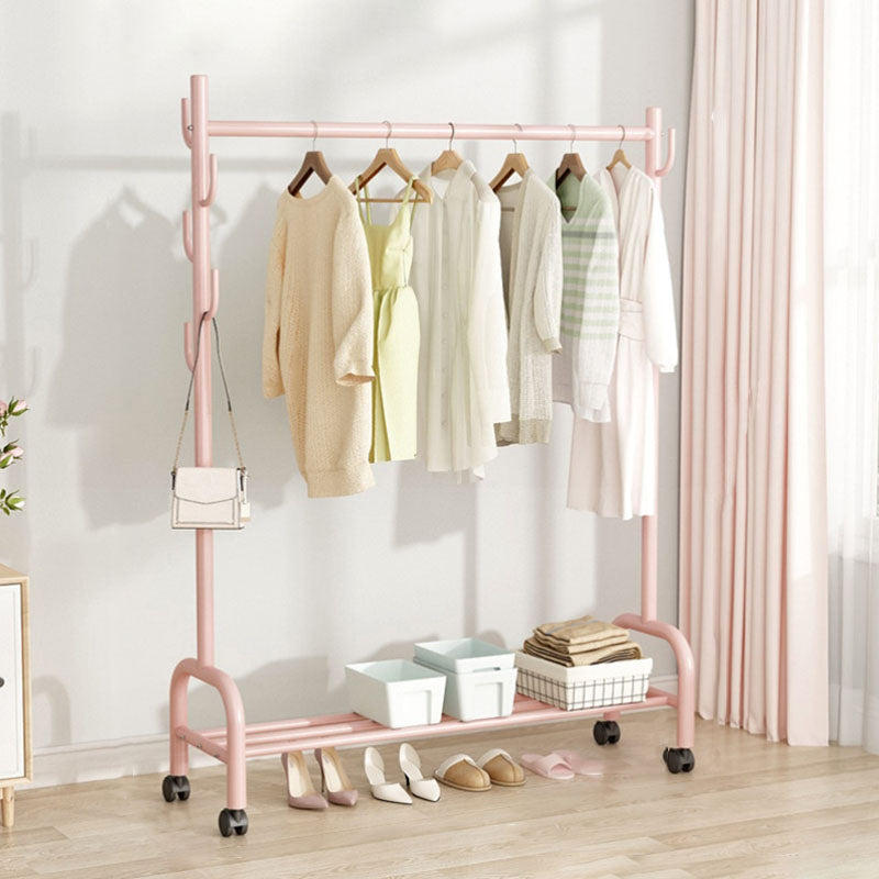 Contemporary Coat Rack Free Standing Metal Coat Hanger with Storage Shelving