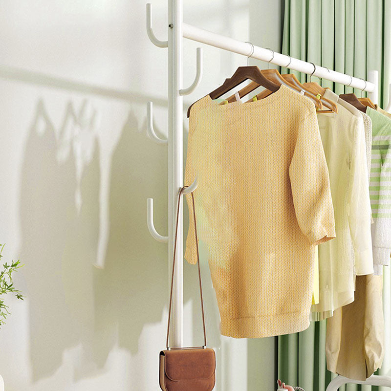 Contemporary Coat Rack Free Standing Metal Coat Hanger with Storage Shelving