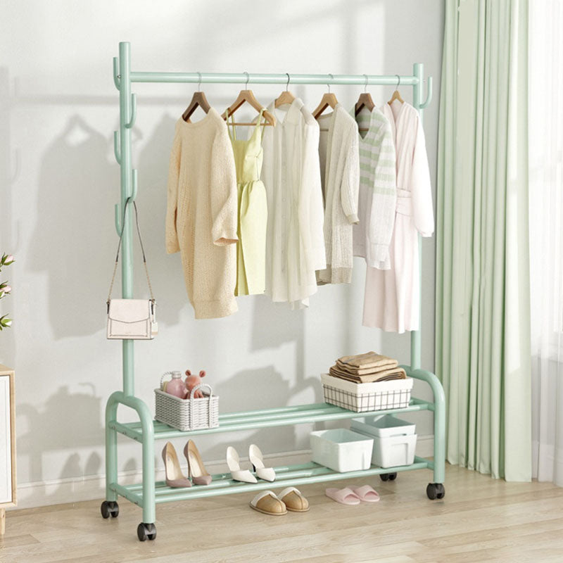 Contemporary Coat Rack Free Standing Metal Coat Hanger with Storage Shelving