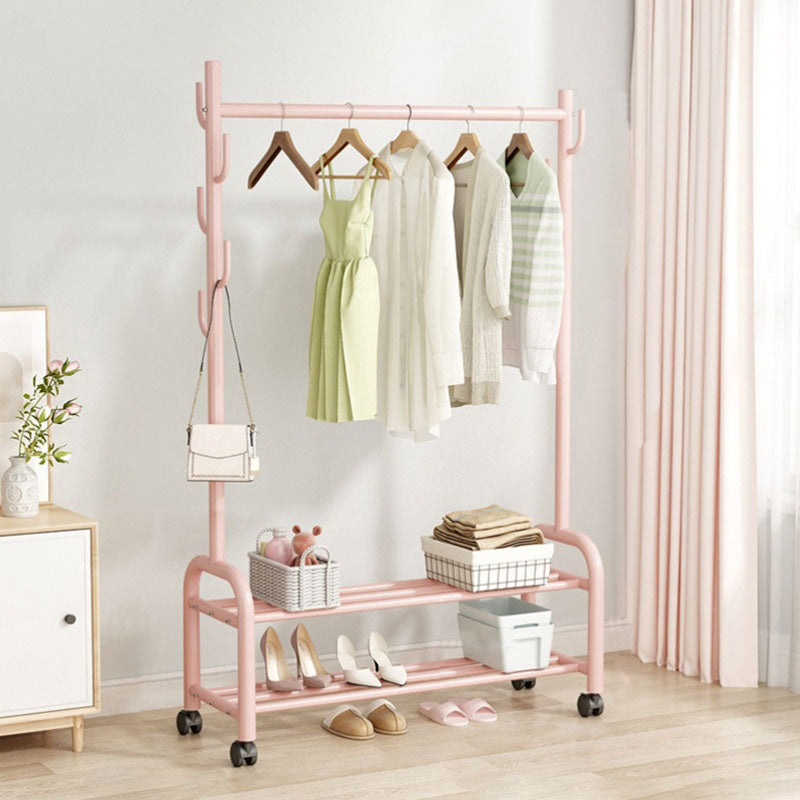 Contemporary Coat Rack Free Standing Metal Coat Hanger with Storage Shelving